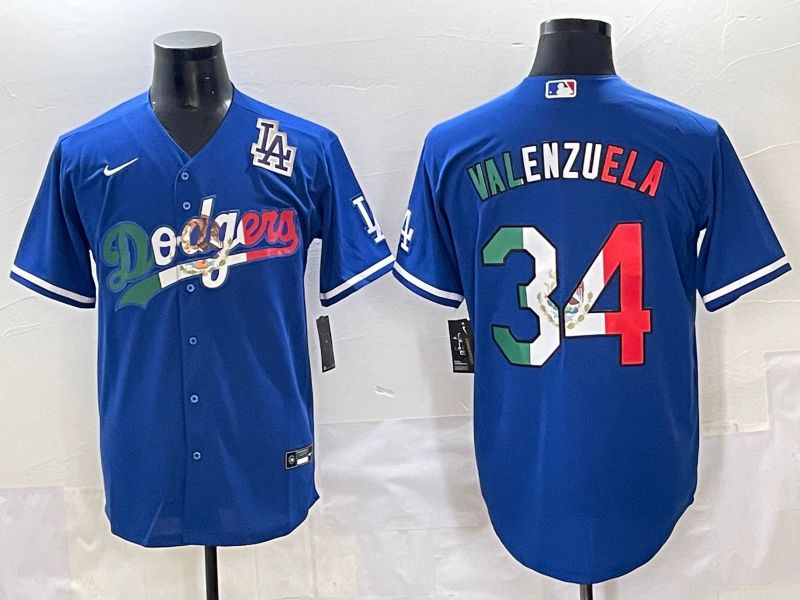 Men 2025 Los Angeles Dodgers #34 Valenzuela Blue Nike MLB Jersey style 71512->los angeles dodgers->MLB Jersey